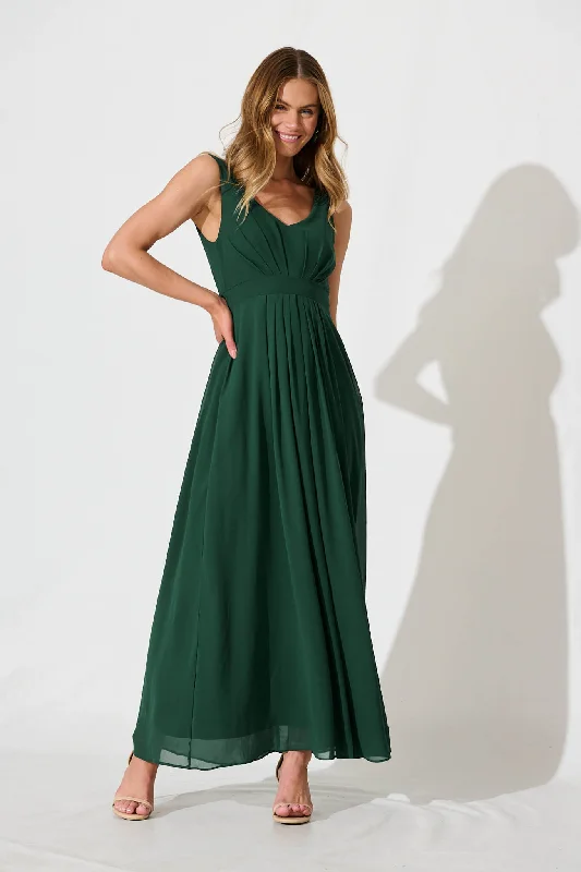 Wonderful Maxi Dress In Emerald Trendy Maxi Dress with Bow