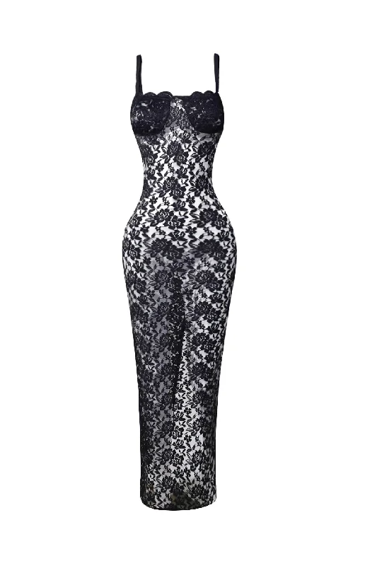 Zadie Lace Maxi Dress Elegant Maxi Dress with Pockets