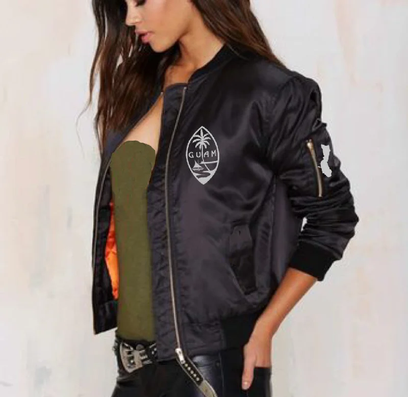 A Guam Bomber Womens Jackets Satin Jacket Silk Jacket Chiffon Jacket