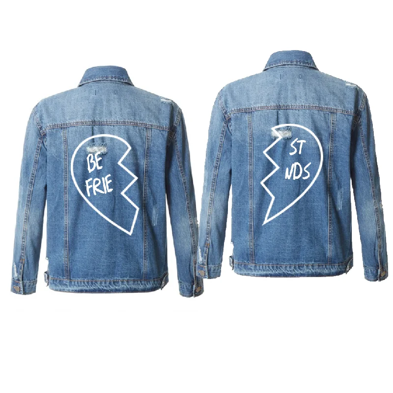 Best Friends Mid-Wash Distressed Denim Jacket Jacket Blazer Coat