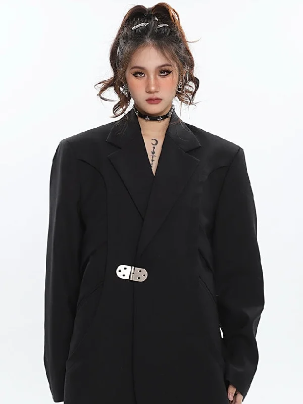 Kasey Solid Color Long Sleeve Clip Oversized Blazer Jacket Embroidered Jacket Appliqued Jacket Beaded Jacket