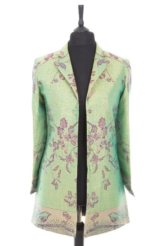 Sicily Jacket in Dragonfly Green Print Jacket Jacquard Jacket Patchwork Jacket