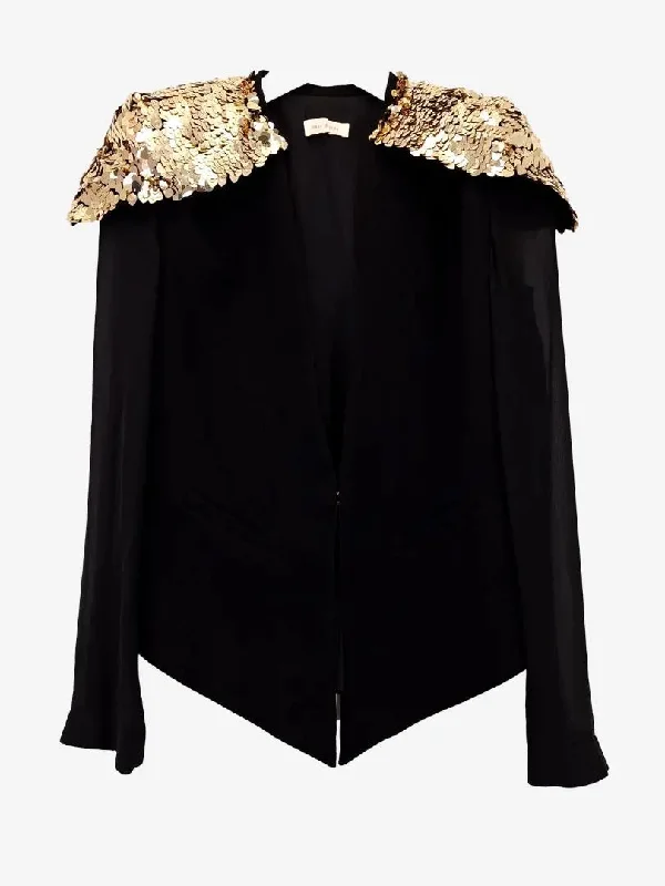 Sass & Bide Rockstar Sequin Shoulder V Hem Jacket Size 6 Tailored Jacket Straight Jacket A-Line Jacket