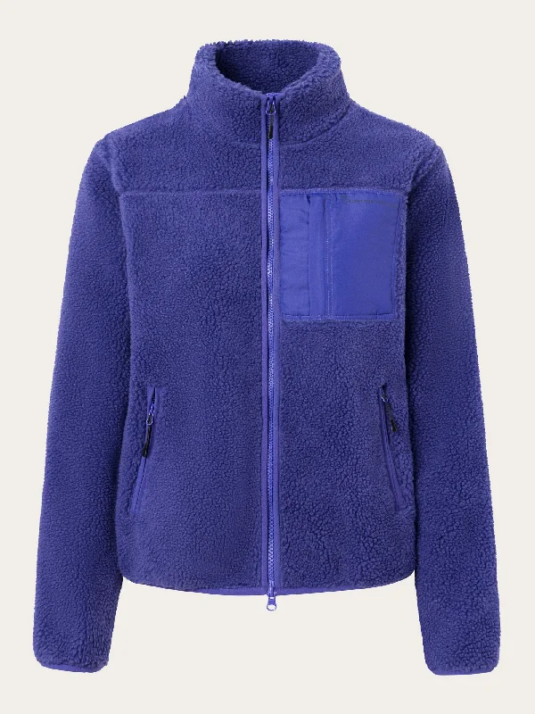 Teddy high neck zip jacket - Deep Purple Snapped Jacket Toggled Jacket Drawstring Jacket