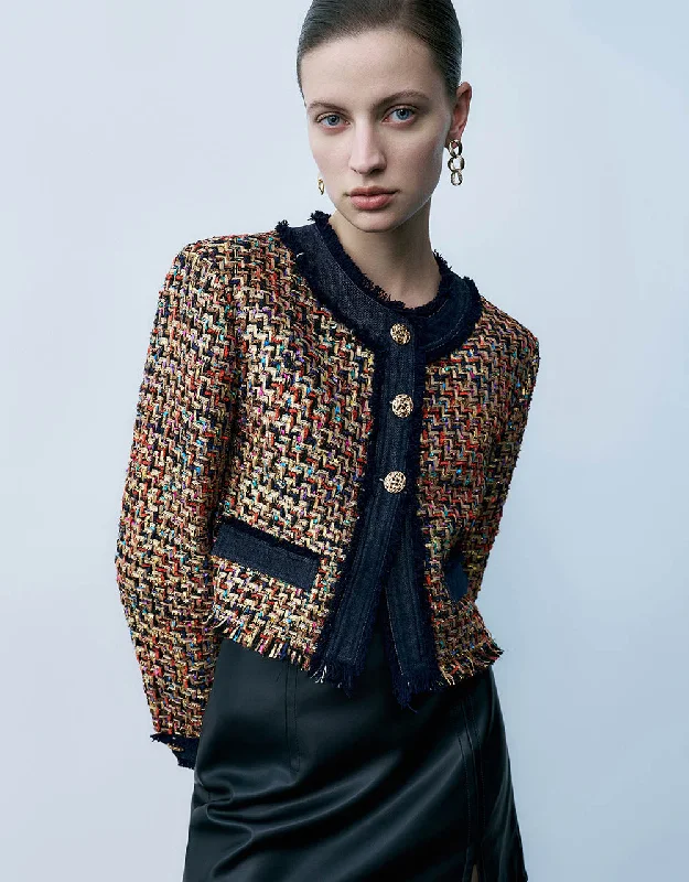 Tweed Straight Jacket Satin Jacket Silk Jacket Chiffon Jacket