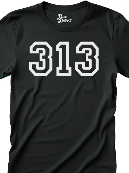 313 Unisex T-shirt - White / Black Knit Fabric Woven Fabric Fleece Fabric