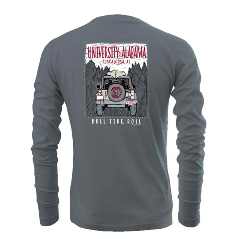 Alabama Jeep Mountains Long Sleeve T-Shirt Mesh Blend Leather Blend Suede Blend