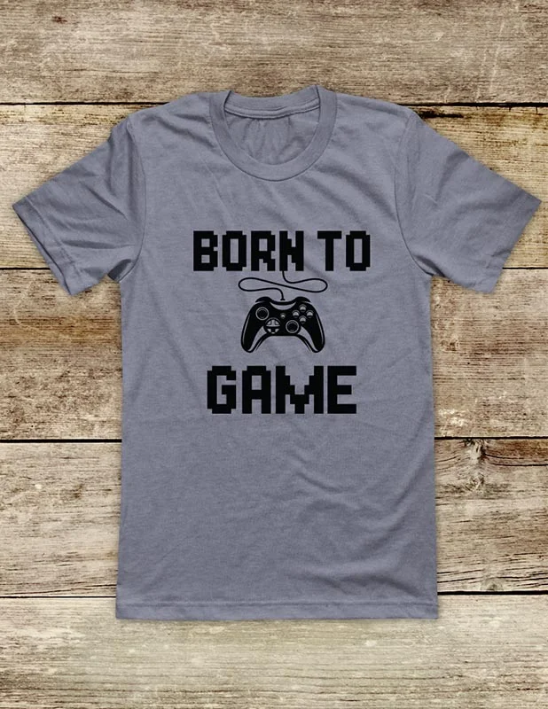 Born To Game - funny Video Game shirt Soft Unisex Men or Women Short Sleeve Jersey Tee Shirt Ribbed Striped Patterned Born To Game - funny Video Game shirt Soft Unisex Men or Women Short Sleeve Jersey Tee Shirt Ribbed Striped Patterned