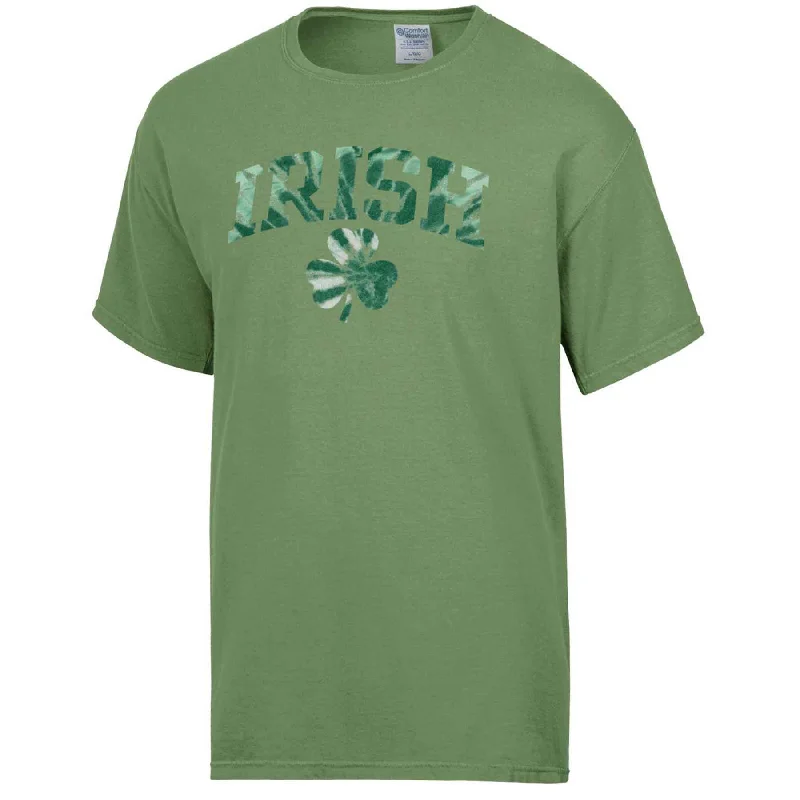 Tie Dye Irish Shamrock T-Shirt Front Pockets Side Pockets Patch Pockets