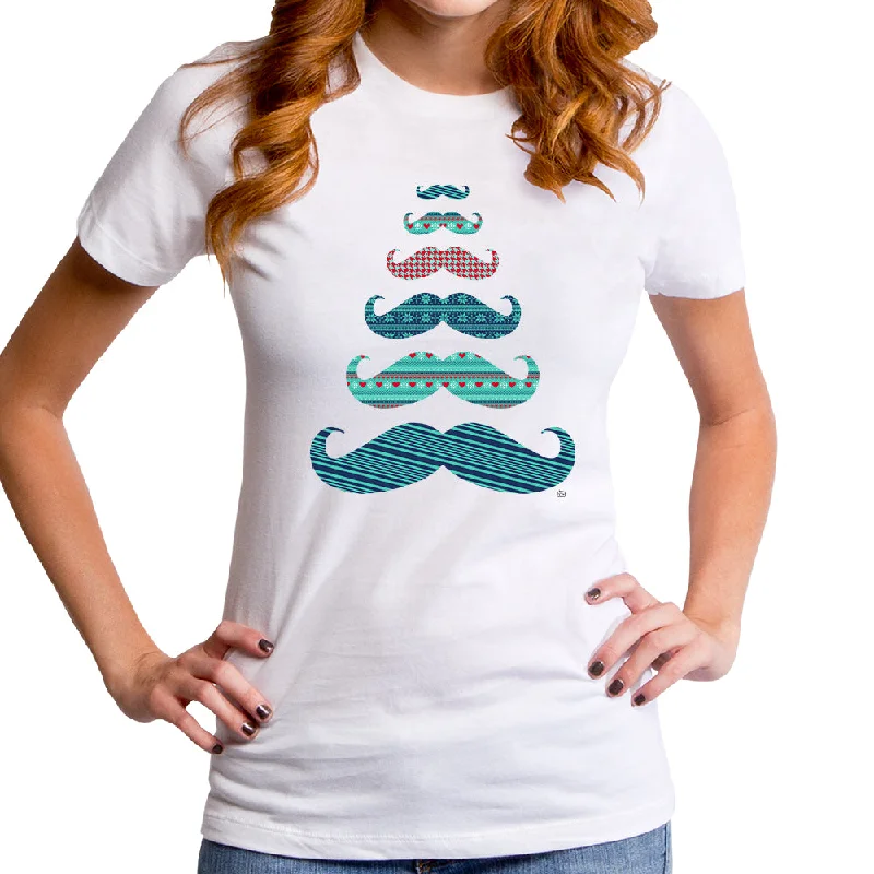 Stache Xmas Tree Women's T-Shirt Collared Crew Neck Turtle Neck
