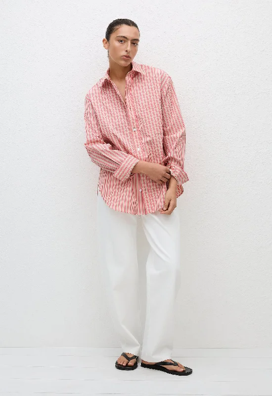Classic Stripe Shirt - Rose Stripe Chenille Blend Fleece Blend Nylon Blend