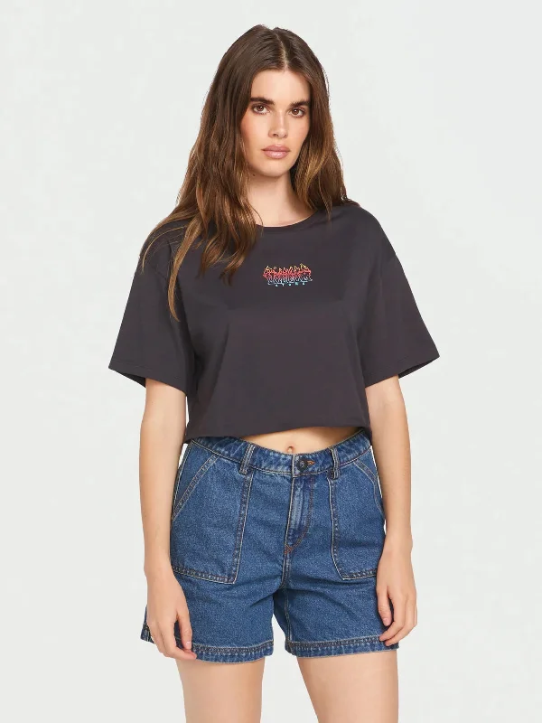 Volcom Crop Like Its Hot Tee Welt Pockets Slit Pockets