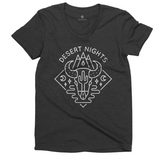 Desert Nights Women's Tee - Triblack Satin Blend Silk Blend Wool Blend