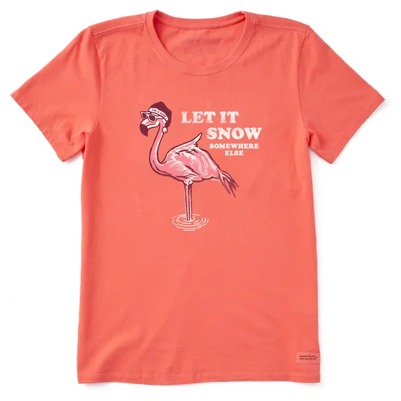 Flamingo Snow Crusher Women's T-Shirt by Life is Good® Print Jacquard Patchwork