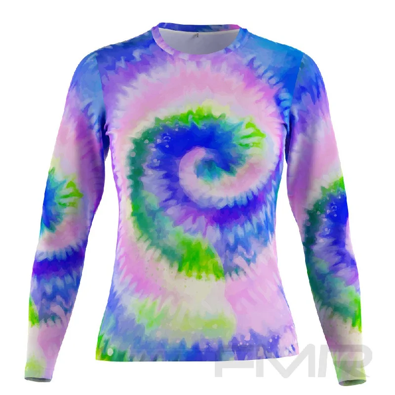 FMR Women's Blue Tie-Dye Long Sleeve T-Shirt Anti-Shrink Durable Soft