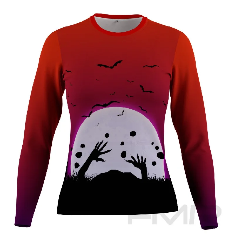 FMR Women's Scary Night Long Sleeve Running Shirt Front Pockets Side Pockets Patch Pockets FMR Women's Scary Night Long Sleeve Running Shirt Front Pockets Side Pockets Patch Pockets