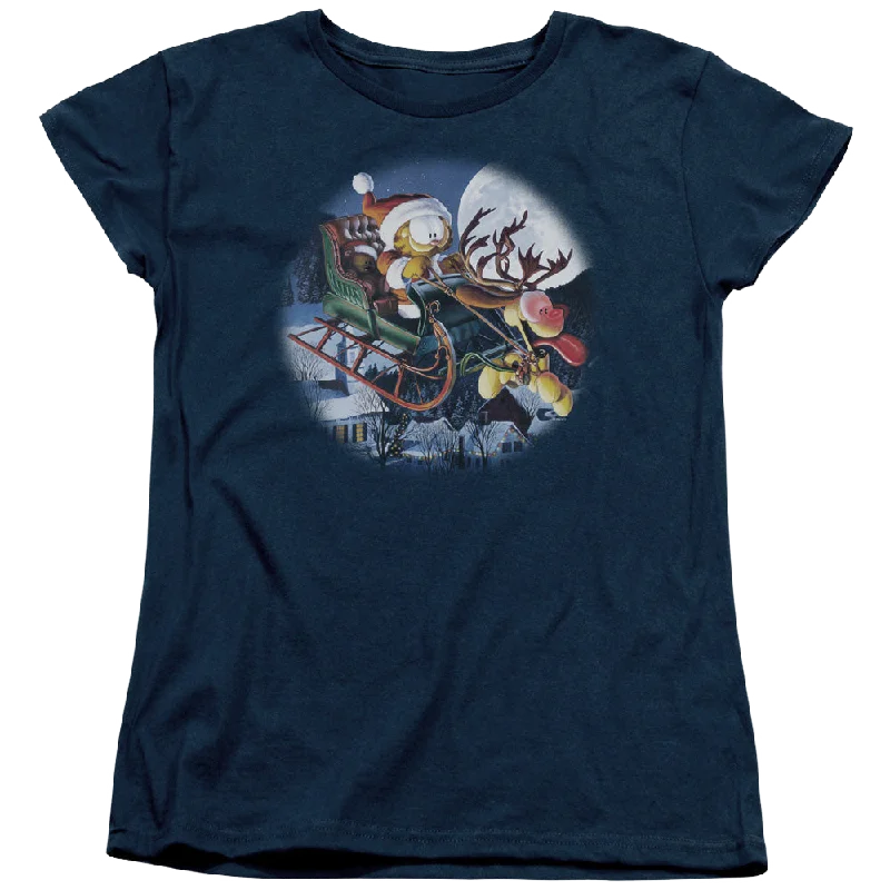 Garfield Moonlight Ride - Women's T-Shirt Jersey Fabric Tulle Fabric Batik Fabric