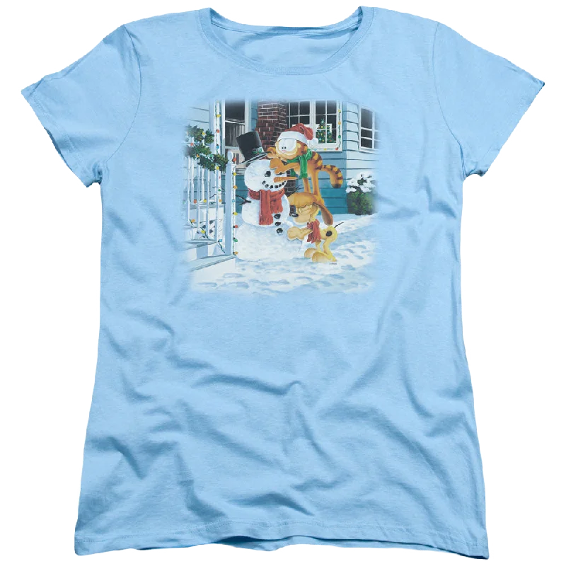 Garfield Snow Fun - Women's T-Shirt Graphic Embroidered Appliqued