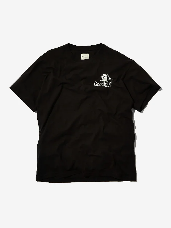 Goodhood Worldwide Pyramid T-Shirt - Black Hooded Caped Shawl Collar