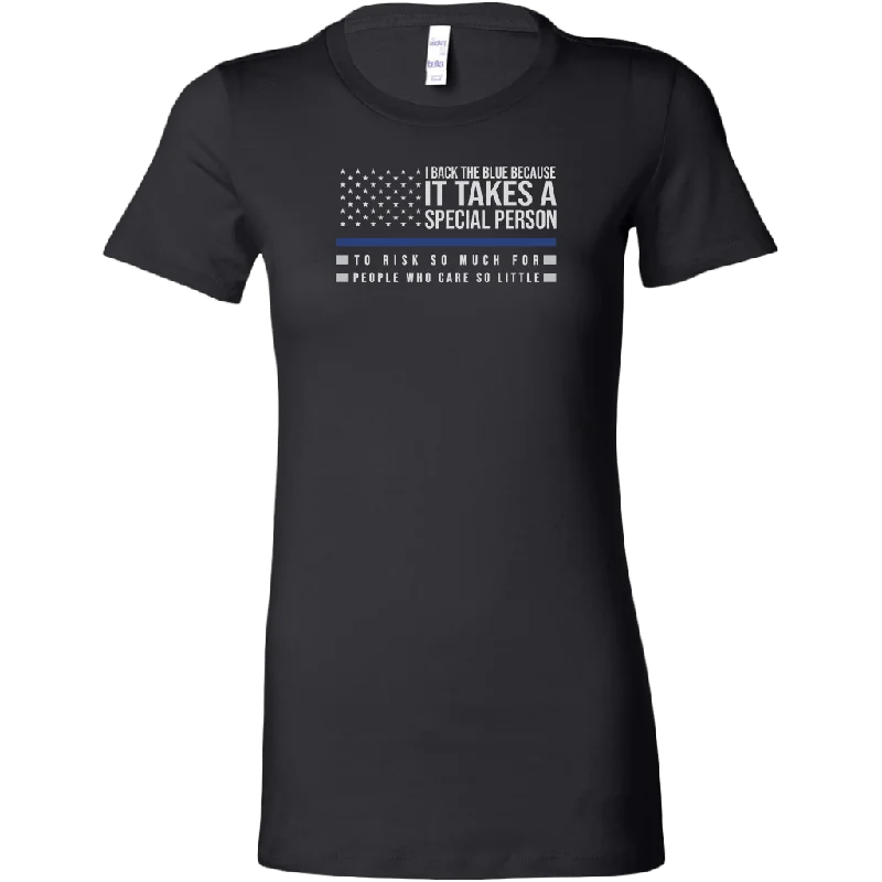 I Back The Blue Women's T-Shirt Zippered Front Buttoned Front Snap Front