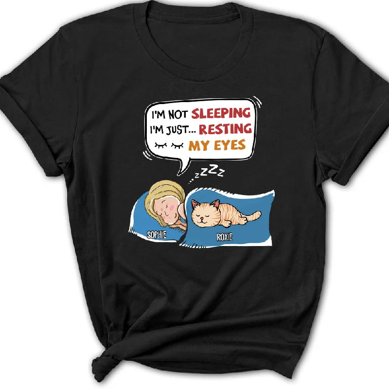 I'm Not Sleeping - Personalized Custom Women's T-shirt Striped Floral Plaid