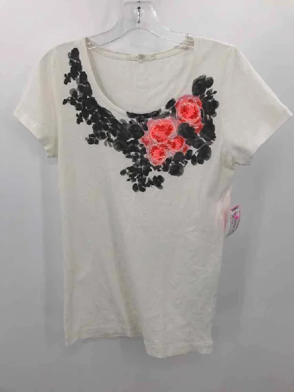 Pre-Owned J Crew Ivory Size Small T-shirt Graphic T-Shirt Round Neck Polyester