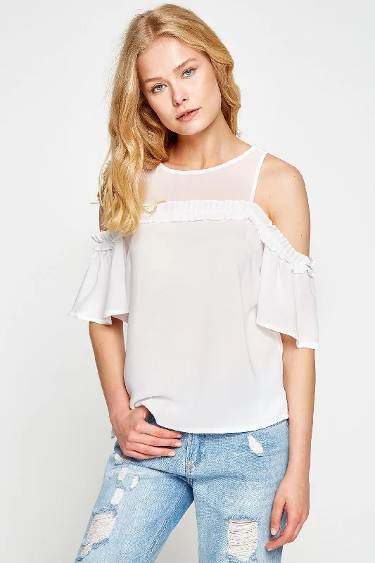 Women White Shirt Collared T-Shirt Boat Neck A-Line