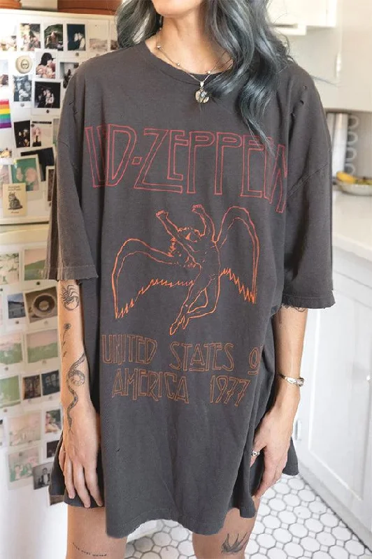 Led Zeppelin USA Tour 77' Oversized Tee Elegant Classic Vintage