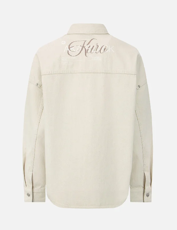 Logo Embroidered Denim Shirt Ribbed T-Shirt High Neck Heavyweight