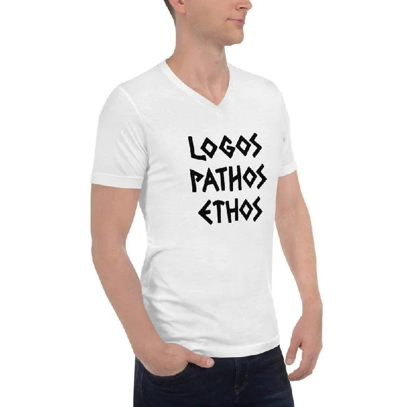Logos Pathos Ethos - Unisex V-Neck T-Shirt Houndstooth Herringbone Solid
