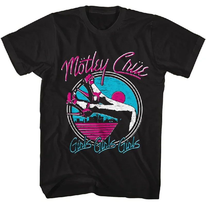 MOTLEY CRUE Eye-Catching T-Shirt, Girls Legs Houndstooth Herringbone Solid