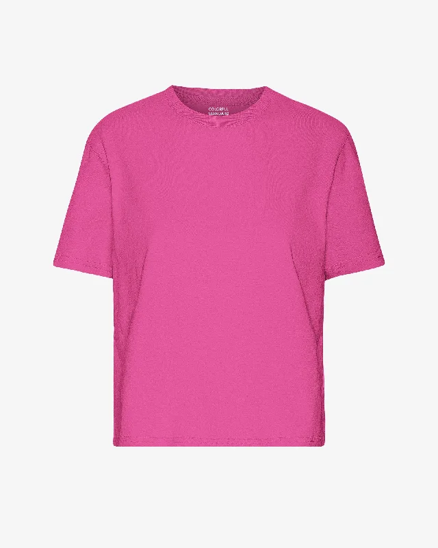 Organic Boxy Crop Tee - Bubblegum Pink Hooded Caped Shawl Collar