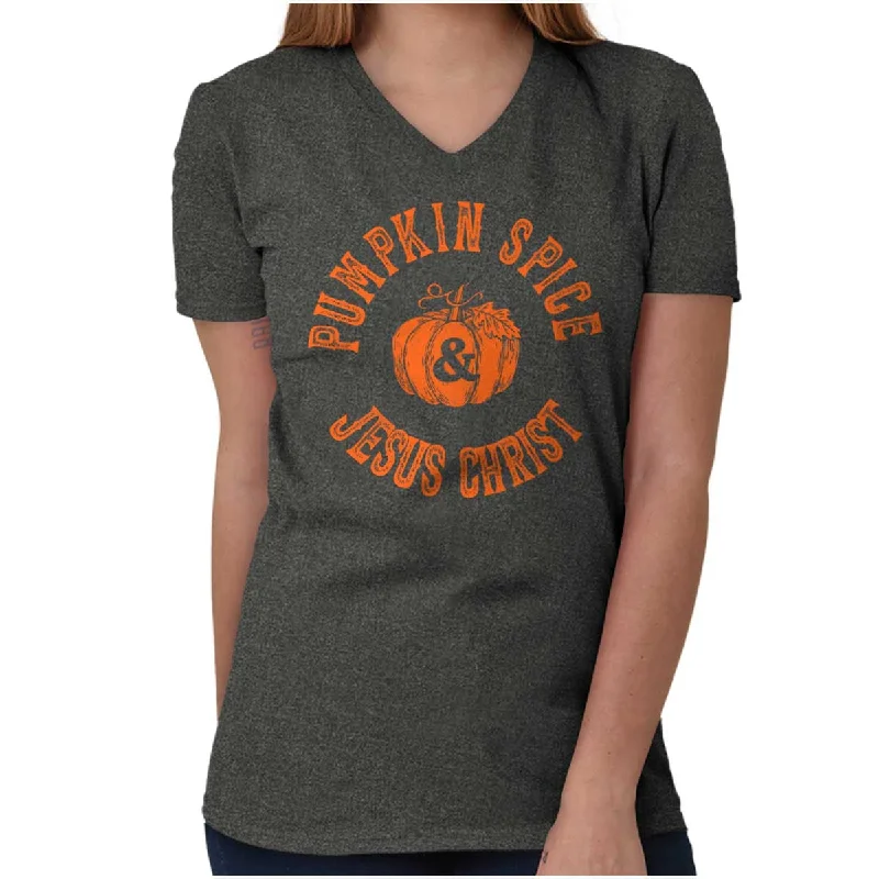 PSL and Jesus Lover V-Neck T Shirt Ribbed T-Shirt High Neck Heavyweight