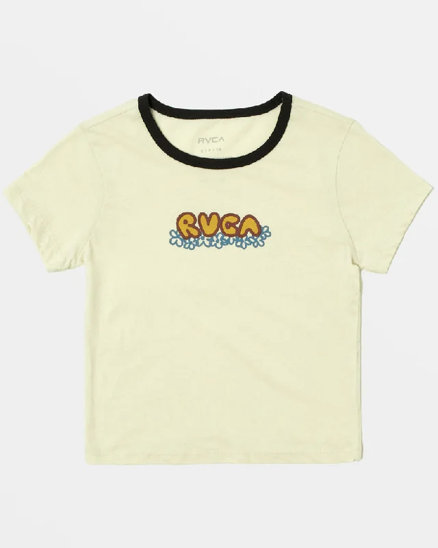 RVCA FLOWER BED RINGER TEE - BLACK Hooded Caped Shawl Collar