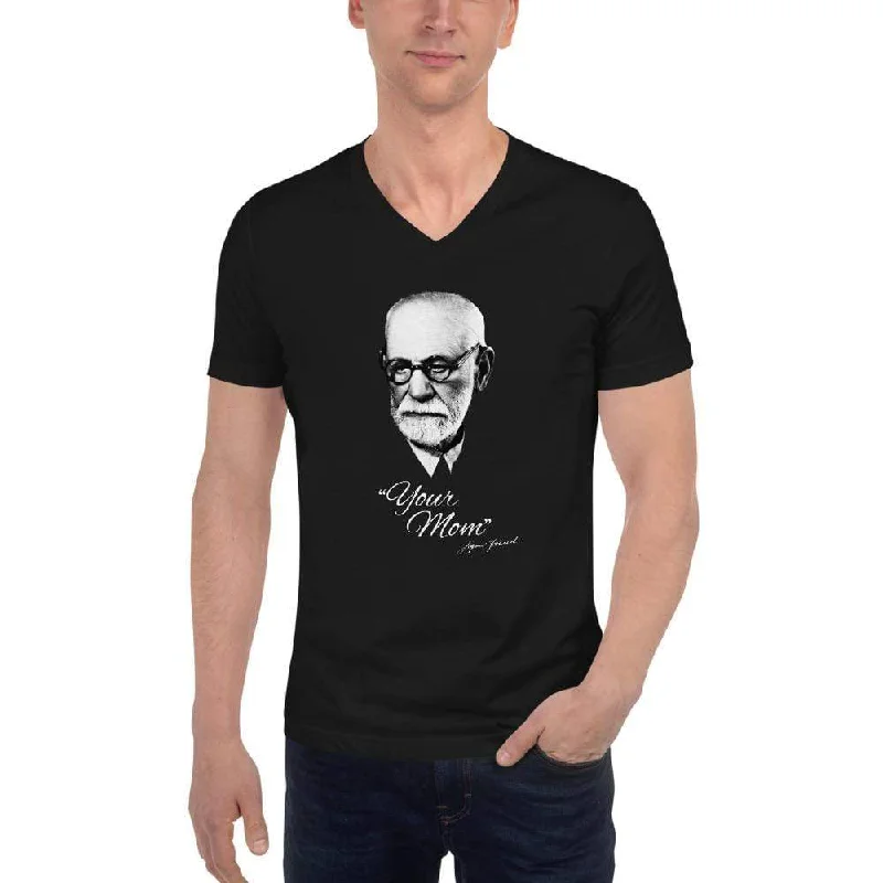 Sigmund Freud - Your Mom (US) - Unisex V-Neck T-Shirt Mesh Canvas Denim
