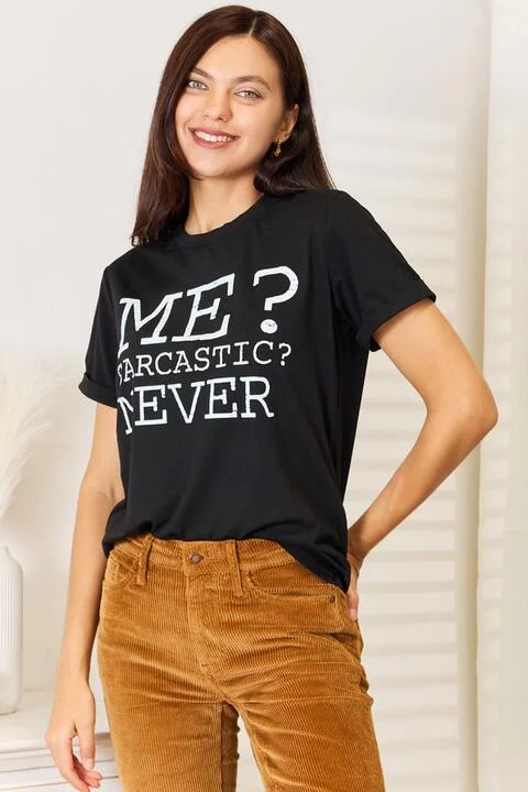 Simply Love Letter Graphic Round Neck T-Shirt Collared Crew Neck Turtle Neck