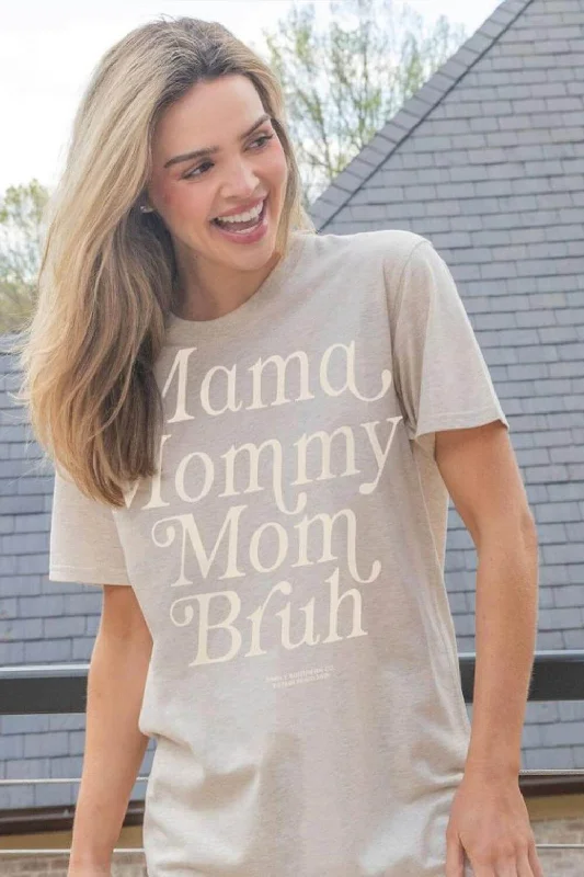 Simply Southern Mom Bruh T-Shirt for Women in Oat Heather | SS-MOMBRUH-OATHTHR Knit Fabric Woven Fabric Fleece Fabric Simply Southern Mom Bruh T-Shirt for Women in Oat Heather | SS-MOMBRUH-OATHTHR Knit Fabric Woven Fabric Fleece Fabric