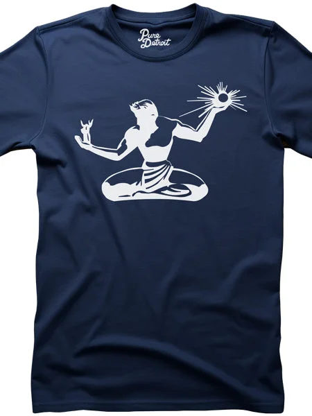 Spirit of Detroit Unisex T-shirt - White / Navy Polka Dot Checkered Tartan