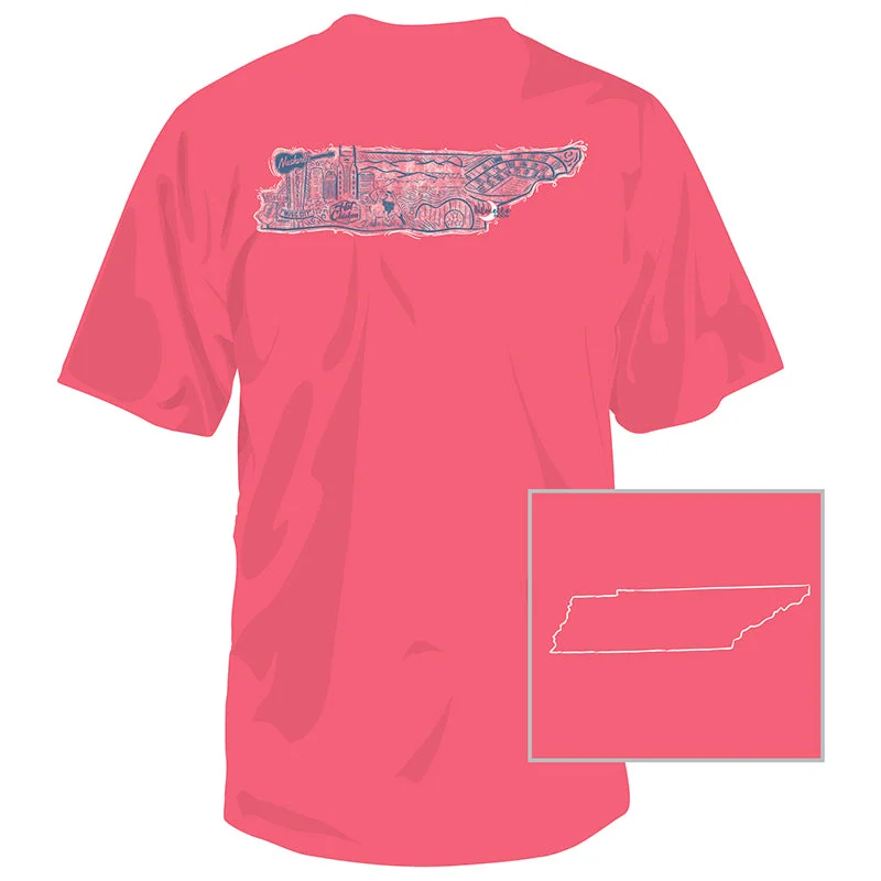 Tennessee State Collage Short Sleeve T-Shirt Solid Color Striped Floral
