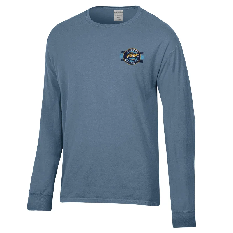 Toledo Walleye Saltwater Comfort Wash Long Sleeve T-shirt Fleece Nylon Spandex