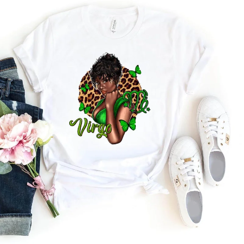 Virgo Birthday Unisex Shirt - Custom Zodiac T-Shirt Notch Collar Peter Pan Collar Cowl Neck