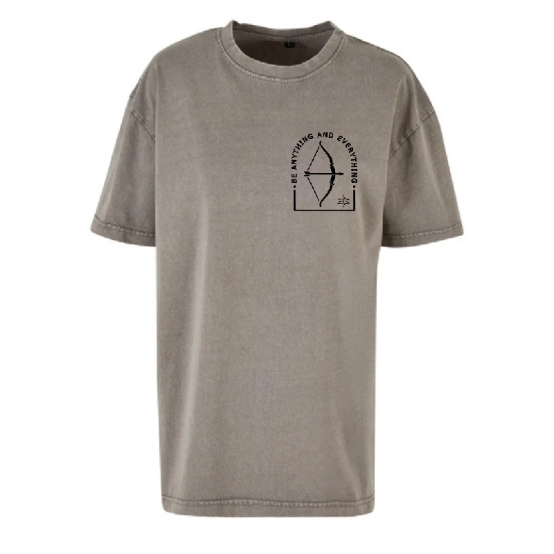 WASHED OVER SIZED T-SHIRT FOR WOMEN Collared T-Shirt Boat Neck A-Line