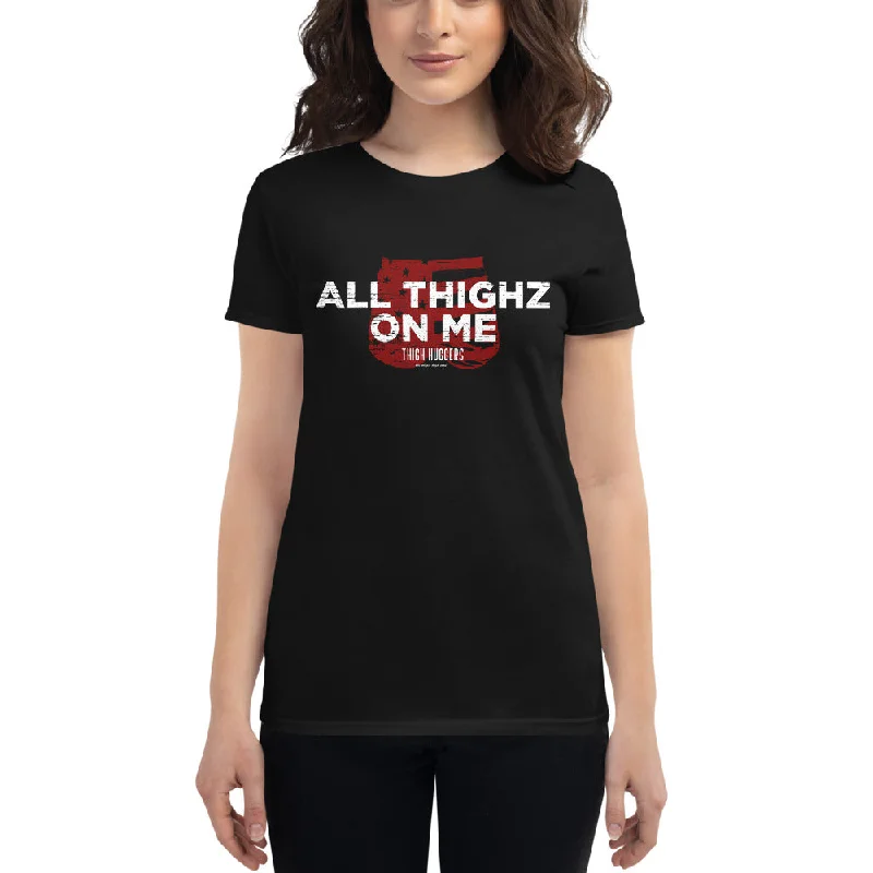 Women's All Thighz On Me-shirt Mesh Fabric Canvas Fabric Denim Fabric