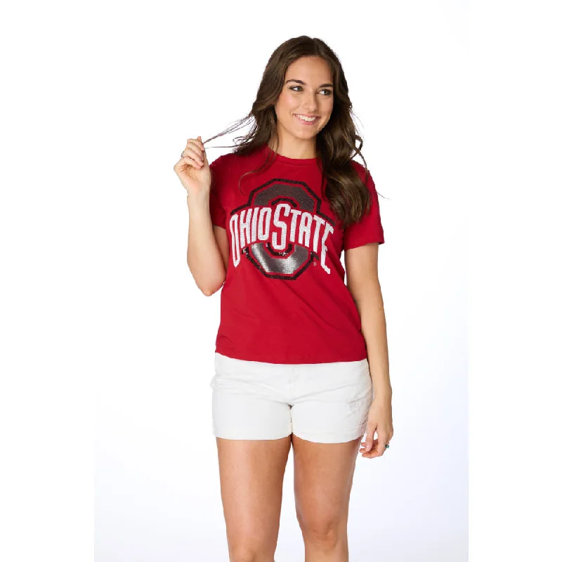 Women's OG Sequin T-Shirt Houndstooth Herringbone Solid