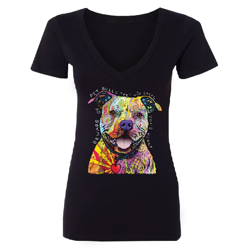 Zexpa Apparelâ„¢ Oficial Dean Russo Women's Deep V-neck Colorful Lovely of Pit Bulls Tee Satin Blend Silk Blend Wool Blend Zexpa Apparelâ„¢ Oficial Dean Russo Women's Deep V-neck Colorful Lovely of Pit Bulls Tee Satin Blend Silk Blend Wool Blend