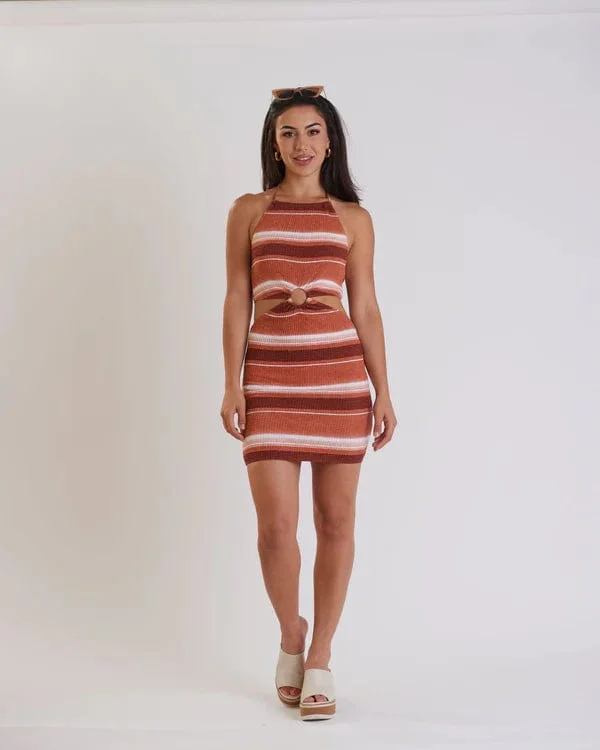 Disco Dream Stripe Mini Dress Ginger Chic Pleated Mini Dress