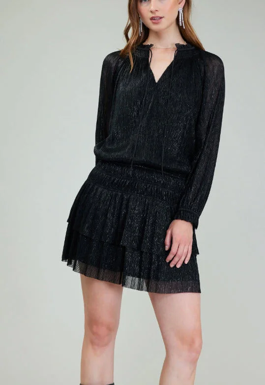 The Lurex Mini Dress in Black Trendy Crossover Mini Dress