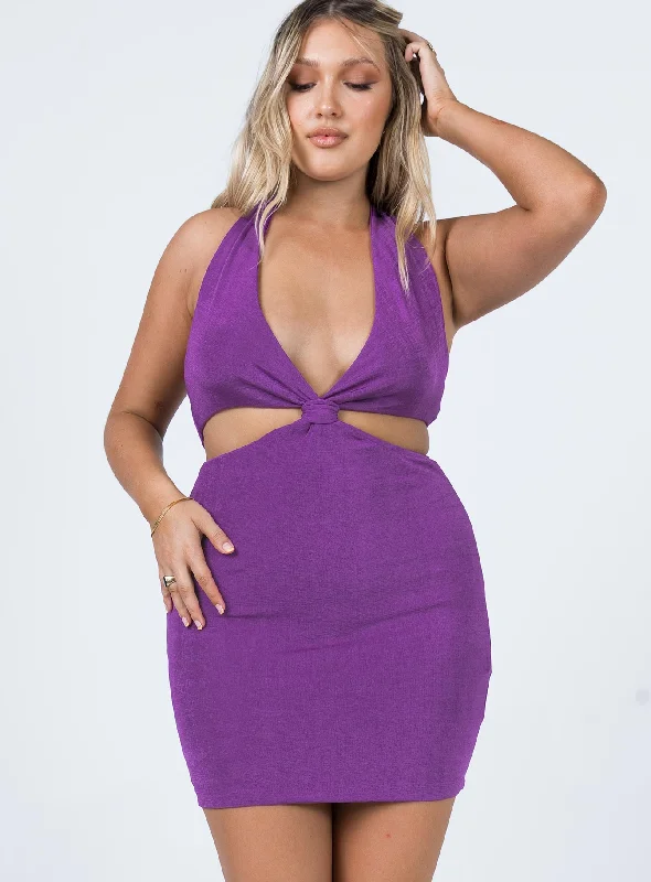 Peyton Mini Dress Purple Classic Solid Mini Dress