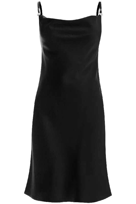 satin mini dress with safety pin detail 1018934 1A10194 BLACK Trendy Denim Mini Dress