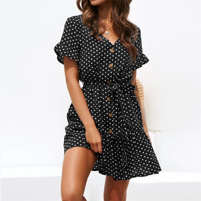 Short Sleeve Button Up Mini Dress Trendy Bodycon Mini Dress